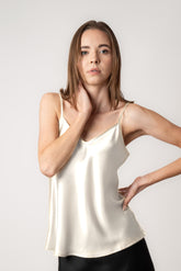 Woman wearing Silk Closet Ivory camisole